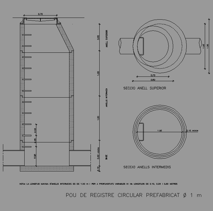 Bloque Autocad Pozo de registro circular prefabricado.